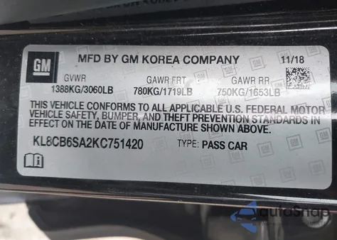 2019 Chevrolet Spark Ls Cvt from USA, damaged, VIN KL8CB6SA2KC751420